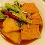 簡単！じんわりしみた厚揚げと小松菜のささっと煮物